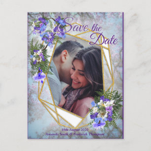 Jacaranda Blooms & Lily Bouquet Save the Date Announcement Postcard