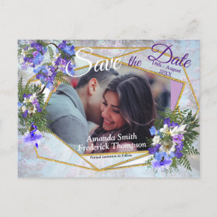 Jacaranda Blooms & Lily Bouquet Save the Dates Announcement Postcard