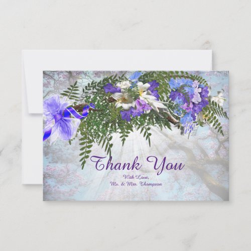 Jacaranda Blooms  Lily  Bouquet Thank You Card