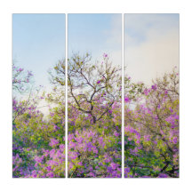 Jacaranda Blossom, dreamy pastel spring triptych