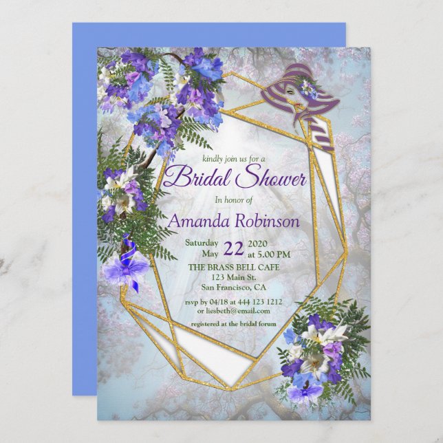 Jacaranda Blossoms Bridal Shower Invitation (Front/Back)