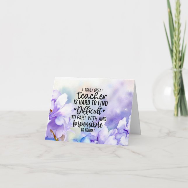 Jacaranda flowers for teacher  letterpress thank you card (Front)