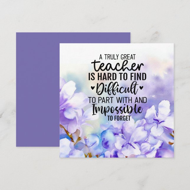 Jacaranda flowers for teacher  thank you card (Front/Back)