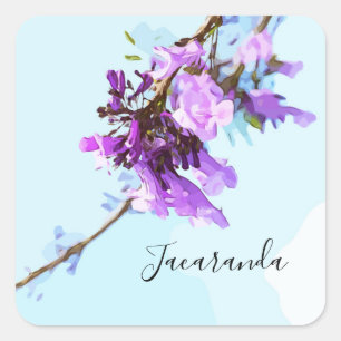 Jacaranda Purple Australia Flowers watercolor Square Sticker