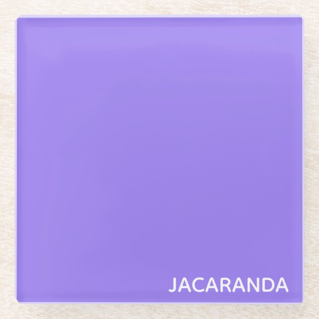 Jacaranda purple color name glass coaster (Front)