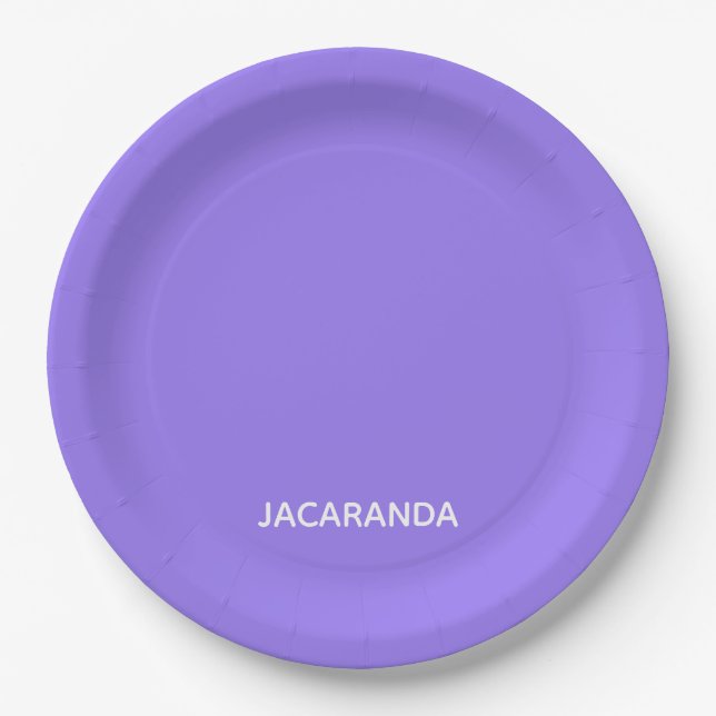 Jacaranda purple color name paper plates (Front)