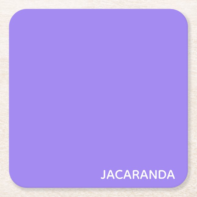 Jacaranda purple color name square paper coaster (Front)