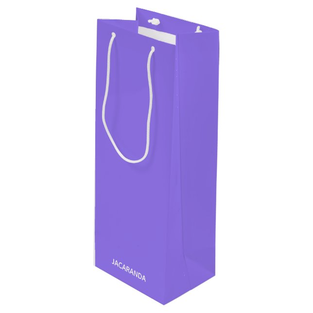 Jacaranda purple color name wine gift bag (Front Angled)
