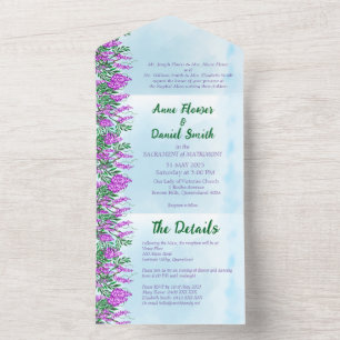 Jacaranda Sky Blue All in One Wedding Invite