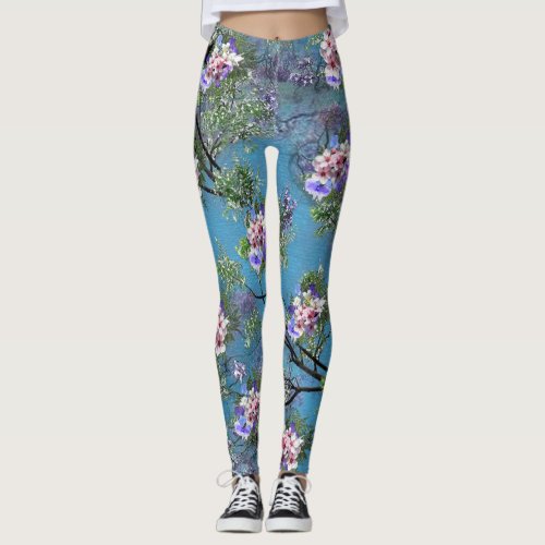 Jacaranda Spring Blooms Repeat Patterns Leggings