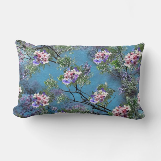 Jacaranda Spring Blooms Repeat Patterns Lumbar Pillow (Front)