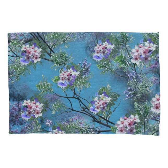 Jacaranda Spring Blooms Repeat Patterns Pillow Case (Front)