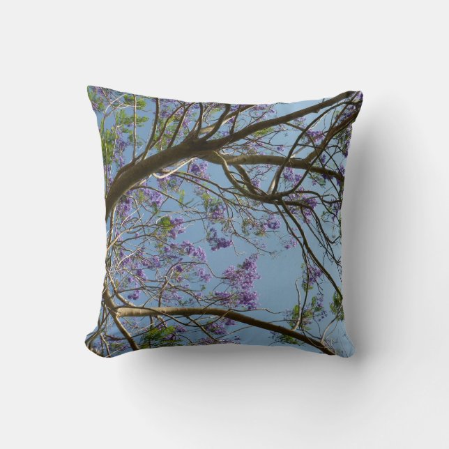 jacaranda tree branches flowers sky throw pillow (Front)