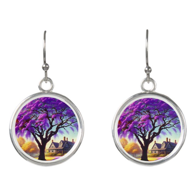 Jacaranda Tree Farm House, Earrings (Front)