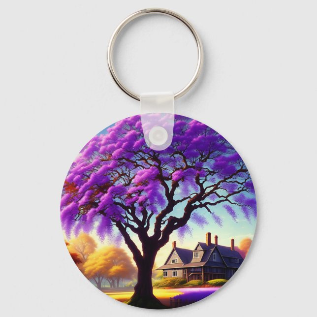 Jacaranda Tree Farm House, Keyring (Front)