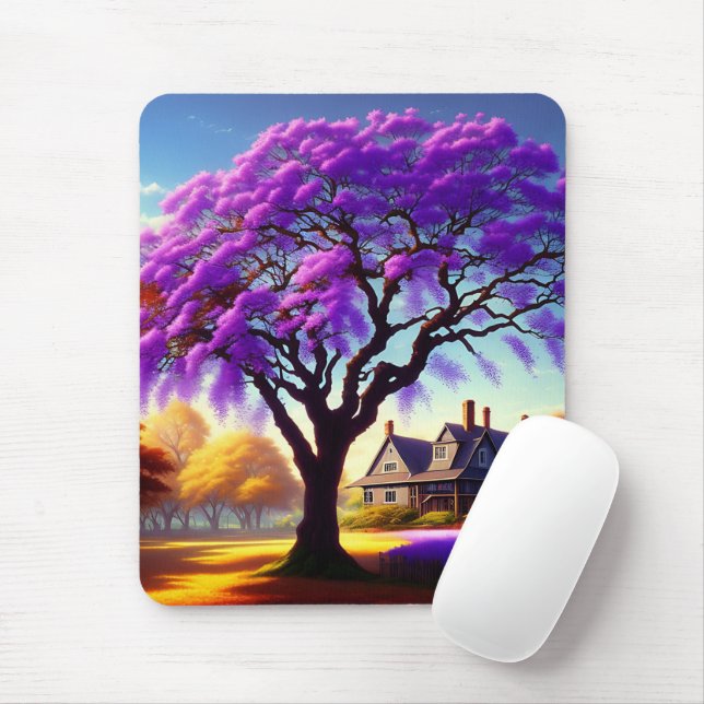 Jacaranda Tree Farm House, Mousepad (With Mouse)