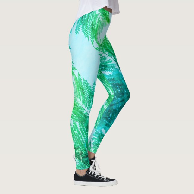 Jacaranda Tree Leaves Green Colors Leggings (Right)