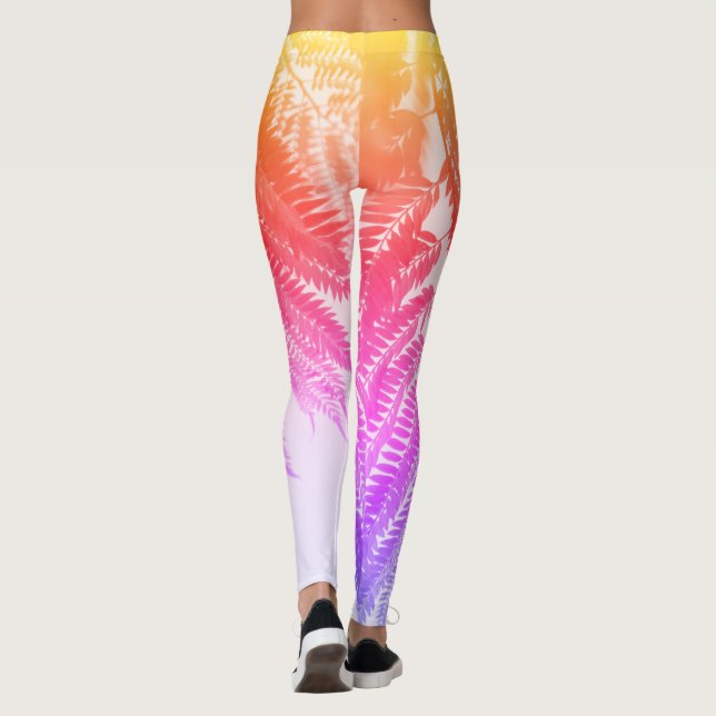 Jacaranda Tree Leaves Rainbow Colors Leggings (Back)