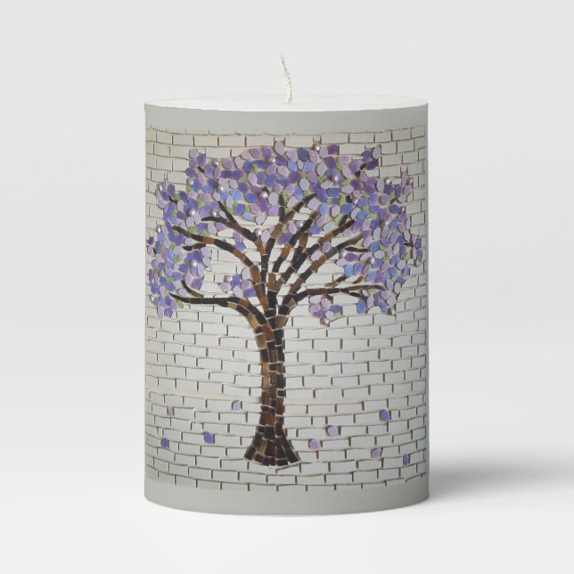 Jacaranda Tree of life Pillar Candle (Front)