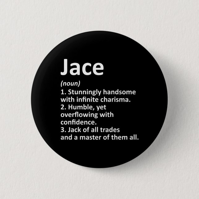 Jace Definition Personalized Name Funny Birthday Button (Front)