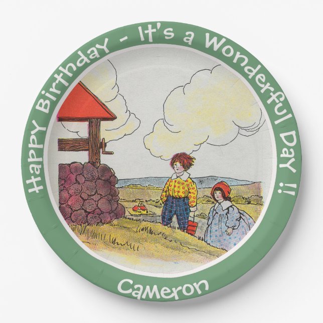 Jack and Jill Mother Goose Birthday Party Items  Paper Plates (Front)