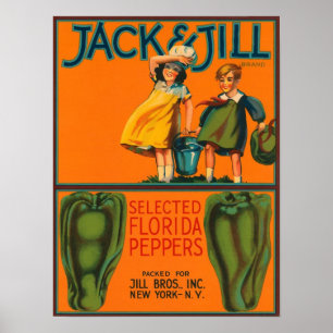 Jack and Jill Peppers Vintage Crate Label Poster