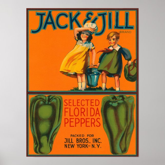 Jack and Jill Peppers Vintage Crate Label Poster (Front)