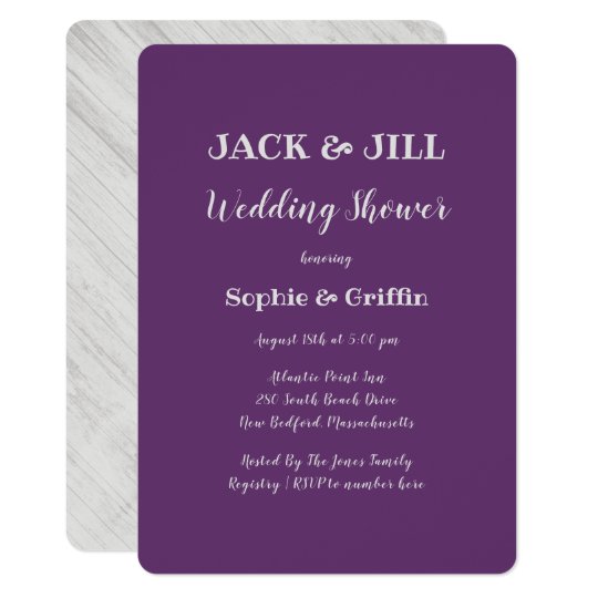 Jack and Jill Purple Shower For Couple Invitation