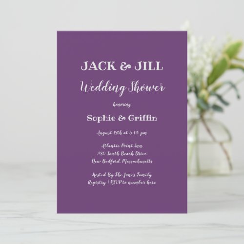 Jack and Jill Purple Shower For Couple Invitation