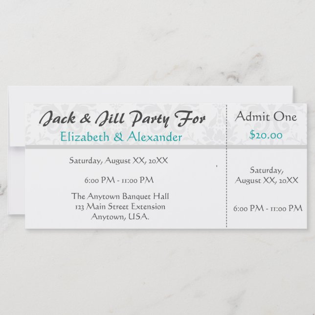Jack and Jill Shower Ticket Style Party (Front)
