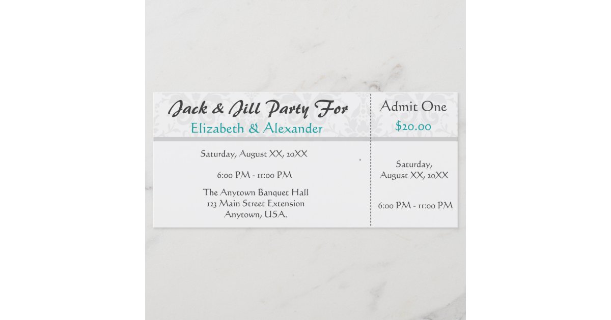 Jack and Jill Shower Ticket Style Party