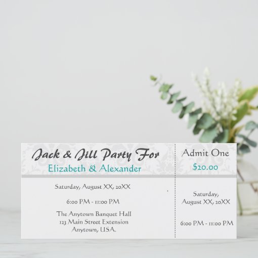 Jack and Jill Shower Ticket Style Party Zazzle