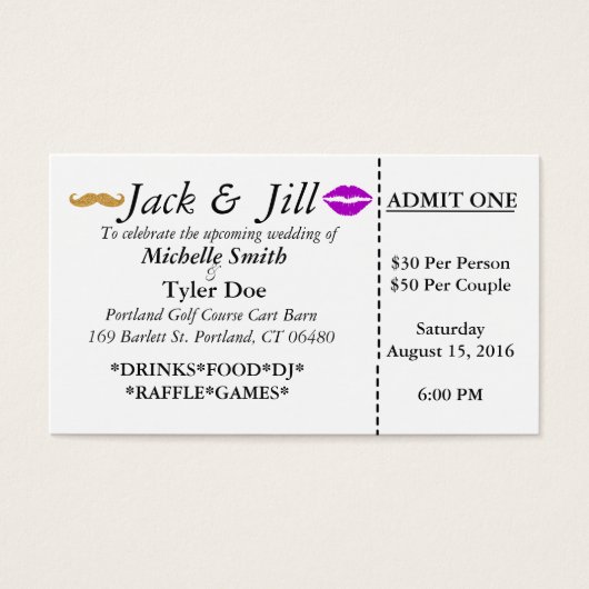 Jack and Jill Tickets (Front)