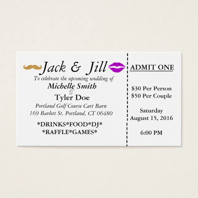 Jack And Jill Tickets Zazzle