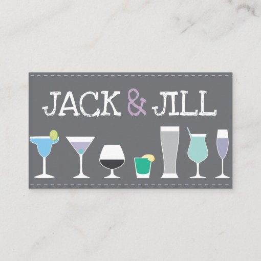 Jack and Jill Tickets Bar Drinks in Gray Zazzle