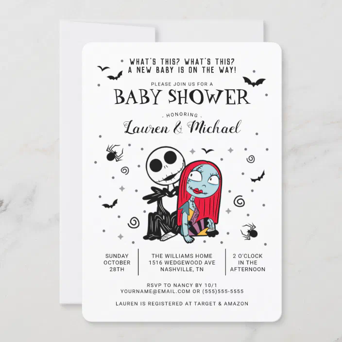 The Nightmare Before Christmas Baby Shower 8x11" Wall Print,Jack and Sally Baby 