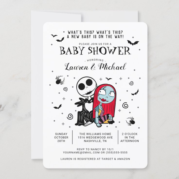 Jack and Sally Baby Shower Invitation | Zazzle