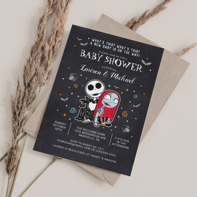 Jack and Sally Chalkboard Baby Shower Invitation (Creator Uploaded)