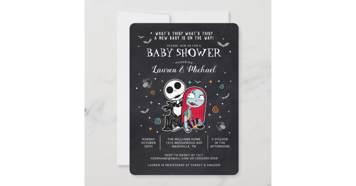 Jack And Sally Chalkboard Baby Shower Invitation Zazzle Com