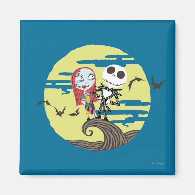 Jack and Sally | Cute Moon Magnet (Front)