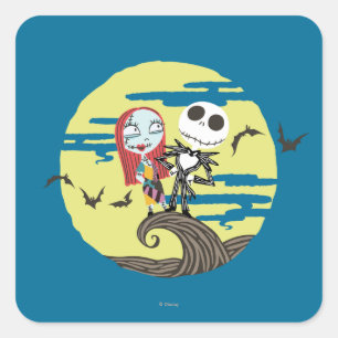 Jack and Sally   Cute Moon Square Sticker