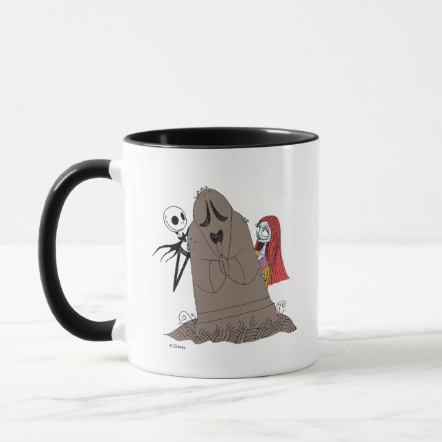 Jack and Sally Hiding Behind Tombstone Mug (Left)