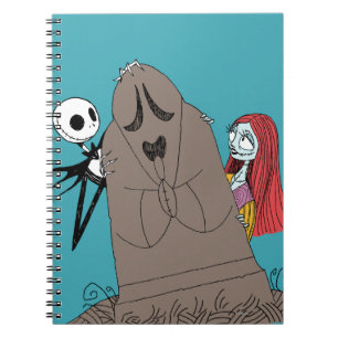 Jack and Sally Hiding Behind Tombstone Notebook