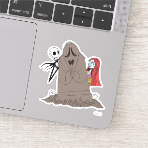 Jack and Sally Hiding Behind Tombstone Sticker