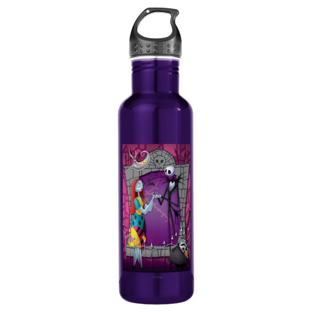 Jack and Sally Holding Hands 2 Stainless Steel Water Bottle (Front)