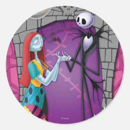 Jack and Sally Holding Hands Classic Round Sticker