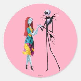 Jack and Sally Holding Hands Classic Round Sticker
