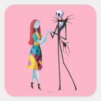 Jack and Sally Holding Hands Square Sticker