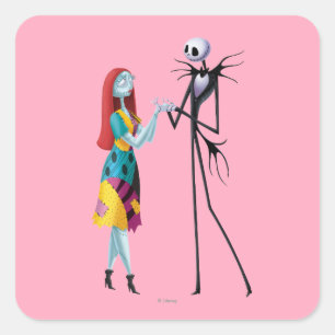 Jack and Sally Holding Hands Square Sticker