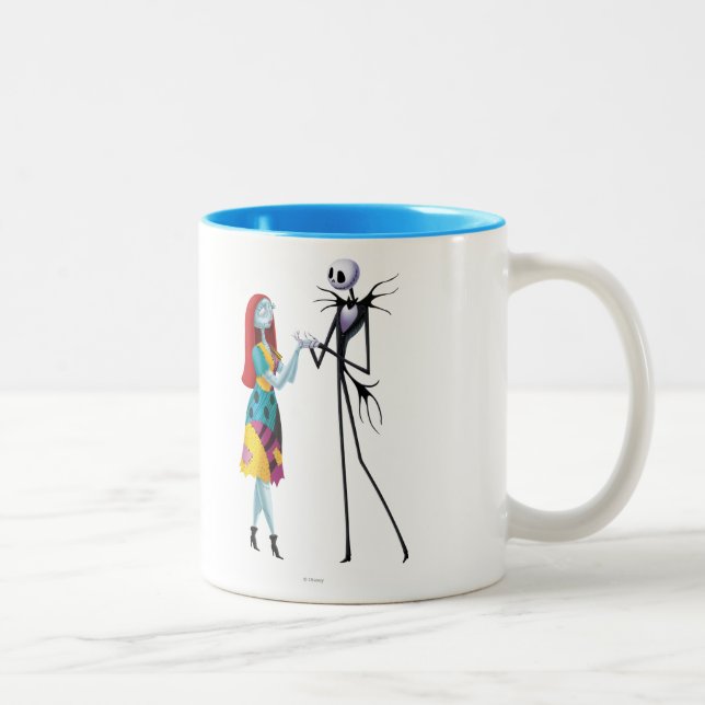 Jack and Sally Holding Hands Two-Tone Coffee Mug (Right)
